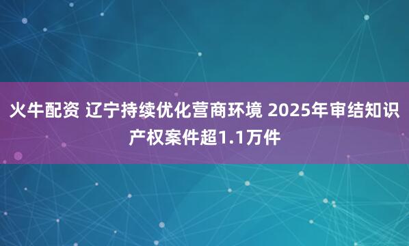 火牛配资 辽宁持续优化营商环境 2025年审结知识产权案件超1.1万件